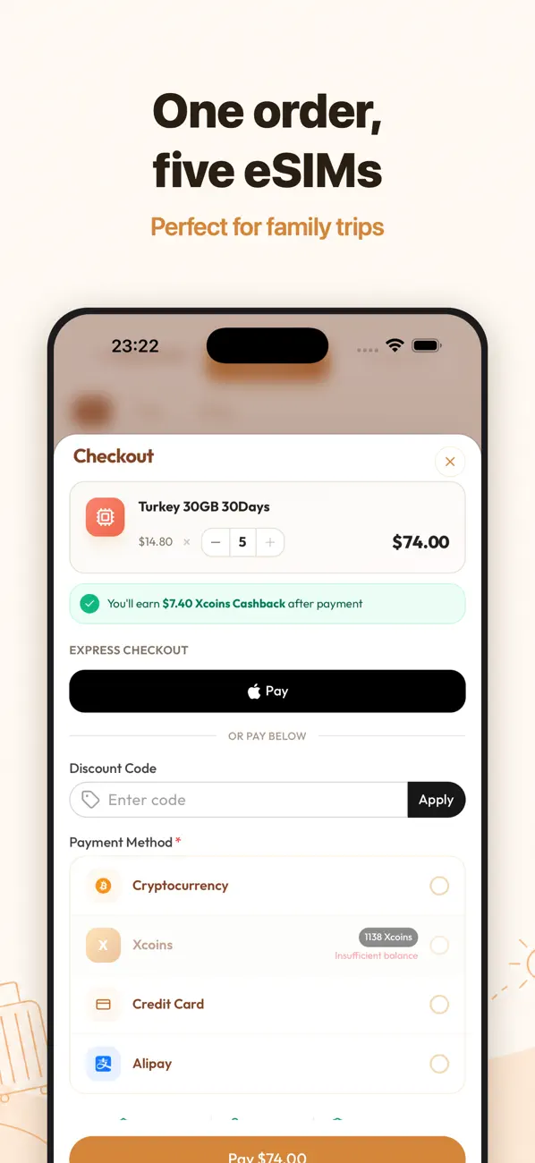 eSIMX app screen 4