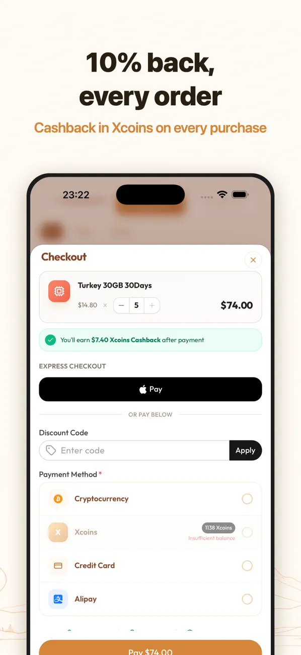 eSIMX app screen 5