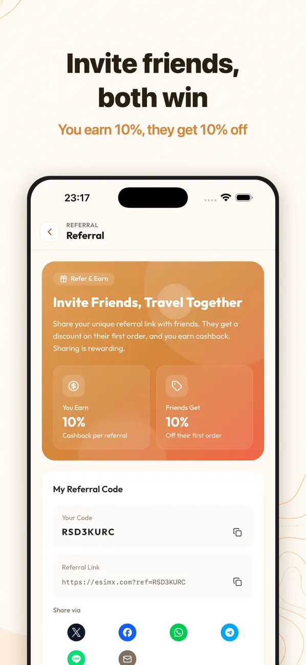 eSIMX app screen 6